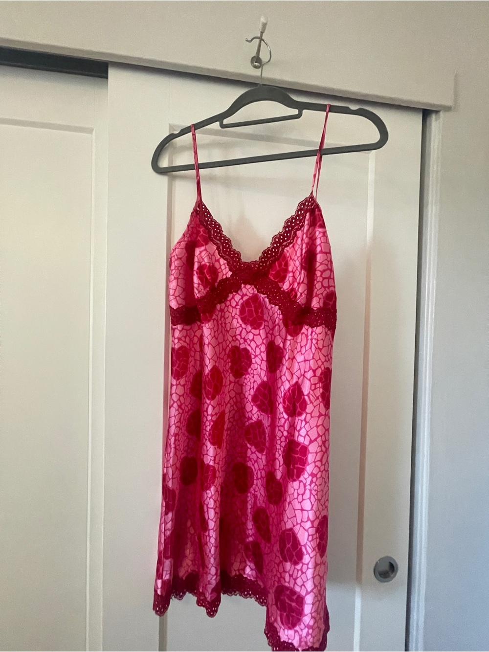 Jaclyn Smith Fuchsia & Deep Pink Lace-Trim Satin Slip
